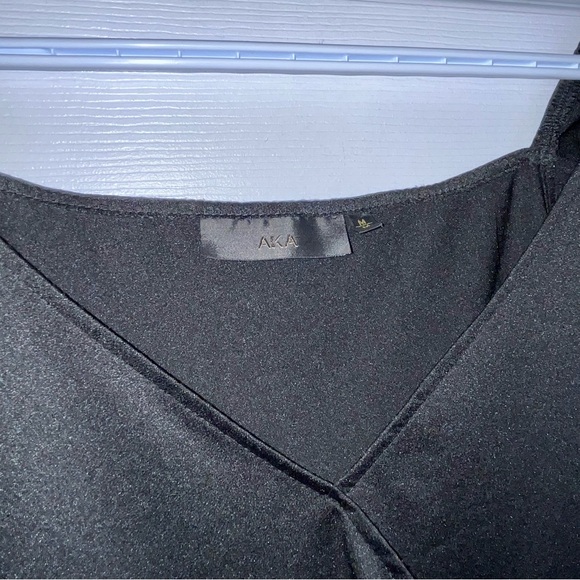 AKA Top blouse black Women Medium long sleeve shirt chic v neck cocktail sexy - Picture 4 of 6